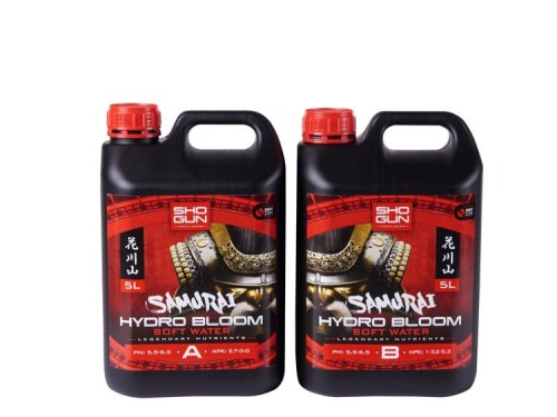 SHOGUN SAMURAI HYDRO BLOOM SOFT WATER 5L (A&B) – MINERALISCHER NÄHRSTOFF FÜR HYDROPONISCHE PFLANZEN Growshop -sklep ogrodniczy we Wrocławiu, Warszawie i Poznaniu